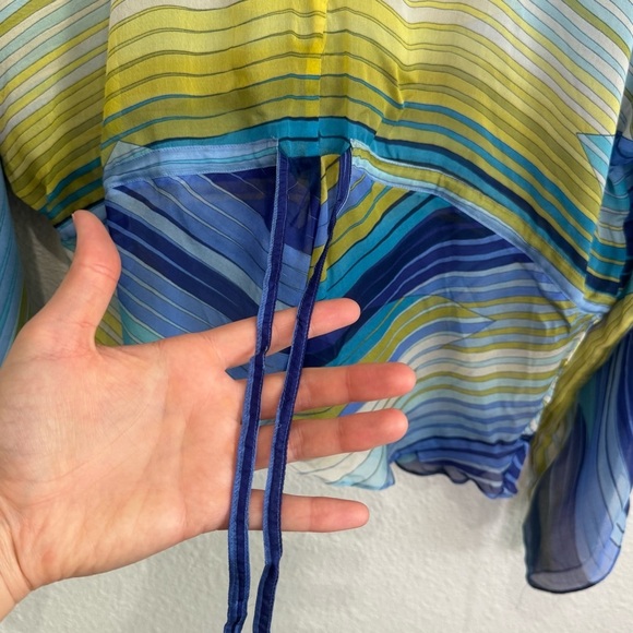 Robert Gram Womens Large 100% Silk Sheer Sequin Boho Flowy Coverup Vacation - Picture 3 of 11